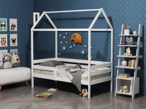 Детская кровать-домик из массива березы Соня-6 (800*1600) Белый/Лак в Александровском - alexsandrovskoe.mebel-74.com | фото