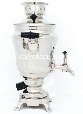 Электрический самовар из латуни никелированный на 1,5 литра форма "Тюльпан" с защитой от выкипания в Александровском - alexsandrovskoe.mebel-74.com | фото