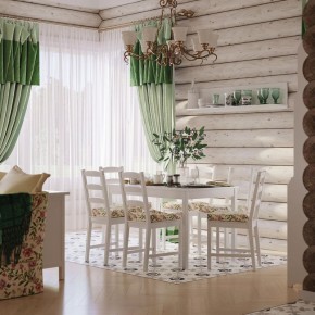 Комлект Вествик обеденный стол и четыре стула, массив сосны, цвет белый в Александровском - alexsandrovskoe.mebel-74.com | фото