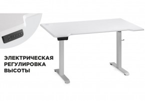 Компьютерный стол Маркос с механизмом подъема 140х80х75 белый / шагрень белая в Александровском - alexsandrovskoe.mebel-74.com | фото