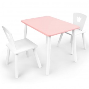 Комплект детской мебели стол и два стула Корона  (Розовый/Белый/Белый) в Александровском - alexsandrovskoe.mebel-74.com | фото