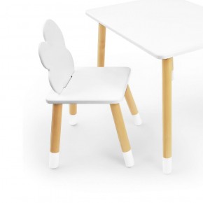 Комплект детской мебели стол и два стула Облачко (Белый/Белый/Береза) в Александровском - alexsandrovskoe.mebel-74.com | фото