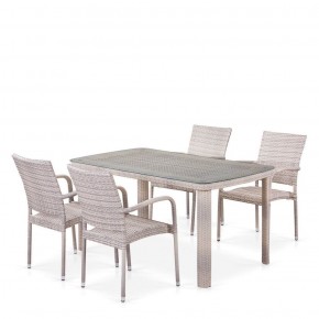 Комплект плетеной мебели T256C/Y376C-W85 Latte (4+1) + подушки на стульях в Александровском - alexsandrovskoe.mebel-74.com | фото