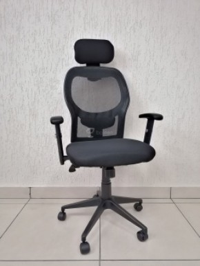 Кресло Barneo K-128 для персонала (черная ткань черная сетка) в Александровском - alexsandrovskoe.mebel-74.com | фото