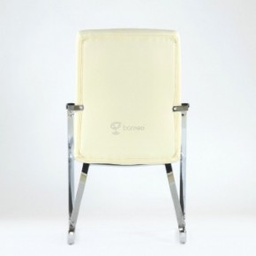Кресло Barneo K-25 для посетителей и переговорных (хром, бежевая экокожа) в Александровском - alexsandrovskoe.mebel-74.com | фото