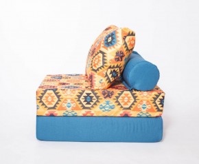 Кресло-кровать-пуф бескаркасное Прайм (мехико желтый-морская волна) в Александровском - alexsandrovskoe.mebel-74.com | фото