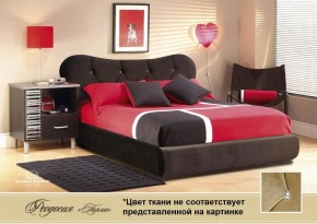 Кровать 1400 Феодосия со стразами в ткани "Конфетти кофе" (коричневый) серия Норма (+основание на опорах) в Александровском - alexsandrovskoe.mebel-74.com | фото