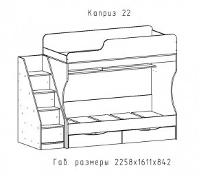 КАПРИЗ-22 Кровать двухъярусная 800 настил ЛДСП в Александровском - alexsandrovskoe.mebel-74.com | фото