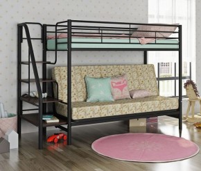 Кровать двухъярусная с диваном "Мадлен-3" (Черный/Серый) в Александровском - alexsandrovskoe.mebel-74.com | фото
