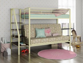 Кровать двухъярусная с диваном "Мадлен-3" (Белый/Фиолетовы) в Александровском - alexsandrovskoe.mebel-74.com | фото