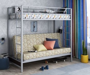 Кровать двухъярусная с диваном "Мадлен" (Серый/Фиолетовый) в Александровском - alexsandrovskoe.mebel-74.com | фото
