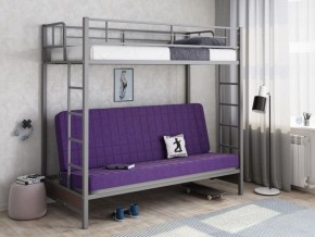Кровать двухъярусная с диваном "Мадлен" (Серый/Фиолетовый) в Александровском - alexsandrovskoe.mebel-74.com | фото