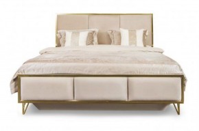 Кровать Lara 1600 с мягким изголовьем + основание (белый глянец) в Александровском - alexsandrovskoe.mebel-74.com | фото