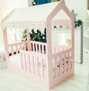 Кровать-домик без ящика 800*1600 (Розовый) в Александровском - alexsandrovskoe.mebel-74.com | фото