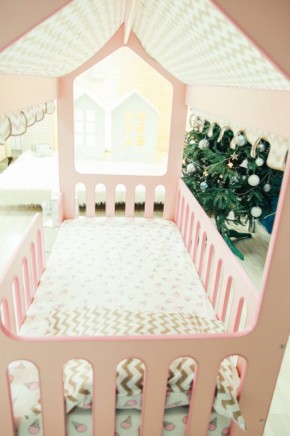 Кровать-домик без ящика 800*1600 (Розовый) в Александровском - alexsandrovskoe.mebel-74.com | фото