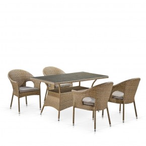 Обеденный комплект плетеной мебели T198B/Y79B-W56 Light Brown (4+1) в Александровском - alexsandrovskoe.mebel-74.com | фото