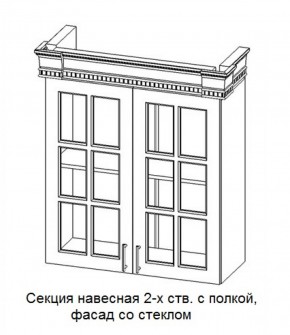 Секция навесная 2-х ств. с полкой "Верона", фасад со стеклом (800) в Александровском - alexsandrovskoe.mebel-74.com | фото