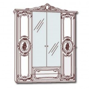 Шкаф 4-х дверный с зеркалами (01.144) Роза (могано) в Александровском - alexsandrovskoe.mebel-74.com | фото