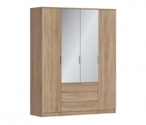 Шкаф 4х дверный с зеркалами Николь СБ-2595/1 (Дуб Сонома) в Александровском - alexsandrovskoe.mebel-74.com | фото