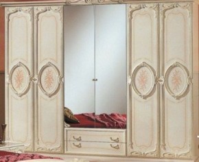 Шкаф 6-и дверный с зеркалами (01.146) Роза (беж) в Александровском - alexsandrovskoe.mebel-74.com | фото