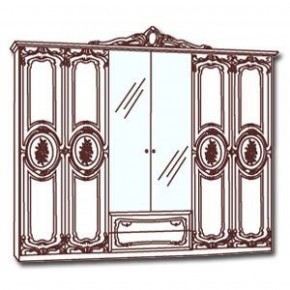 Шкаф 6-и дверный с зеркалами (01.146) Роза (беж) в Александровском - alexsandrovskoe.mebel-74.com | фото