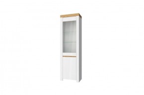 Шкаф с витриной  1V1D, TAURUS, цвет белый/дуб вотан в Александровском - alexsandrovskoe.mebel-74.com | фото