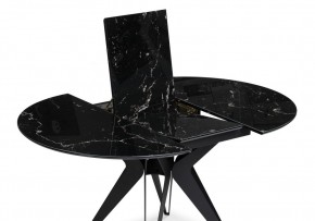 Стол стеклянный Рикла 110(150)х110х76 черный мрамор / черный в Александровском - alexsandrovskoe.mebel-74.com | фото
